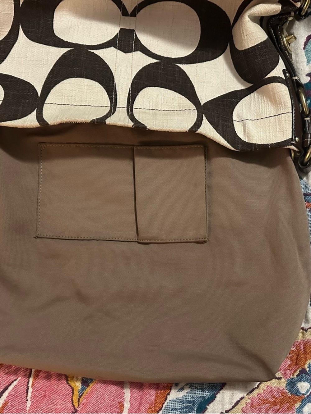 Vintage Coach Carly LARGE Beige and Brown Leather Trim Canvas Shoulder Bag Y2K - Picture 16 of 16